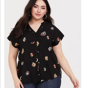 Torrid Black Sacred Hearts Challis Dolman Blouse